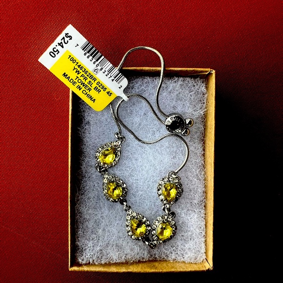 CHARTER CLUB Crystal Tear Drop Stone Slider Bracelet - Picture 4 of 9